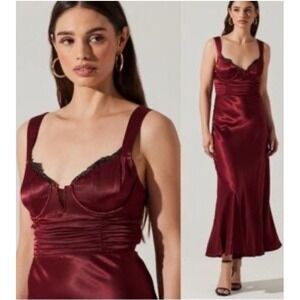 Astr Maxi Dress Event‎ Party Guest Wine Color Whimsigoth Romantic Boho Sz L